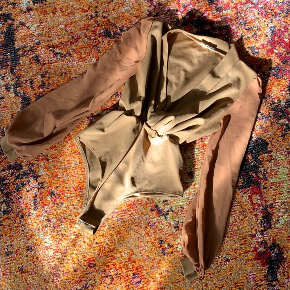 Deep V Caramel Bodysuit